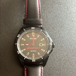 Citizen Eco-Drive Black Watch with Red Accents